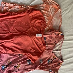 3 maternity shirts, peach